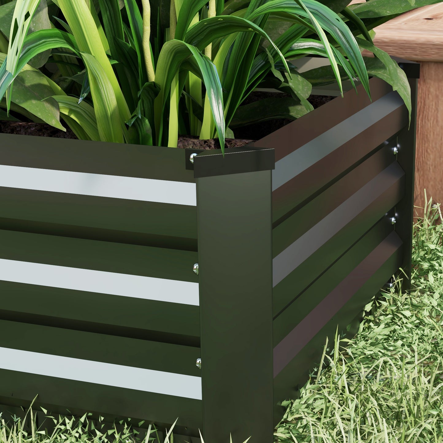 Outsunny Set of Two 60 x 100cm Galvanised Steel Planters