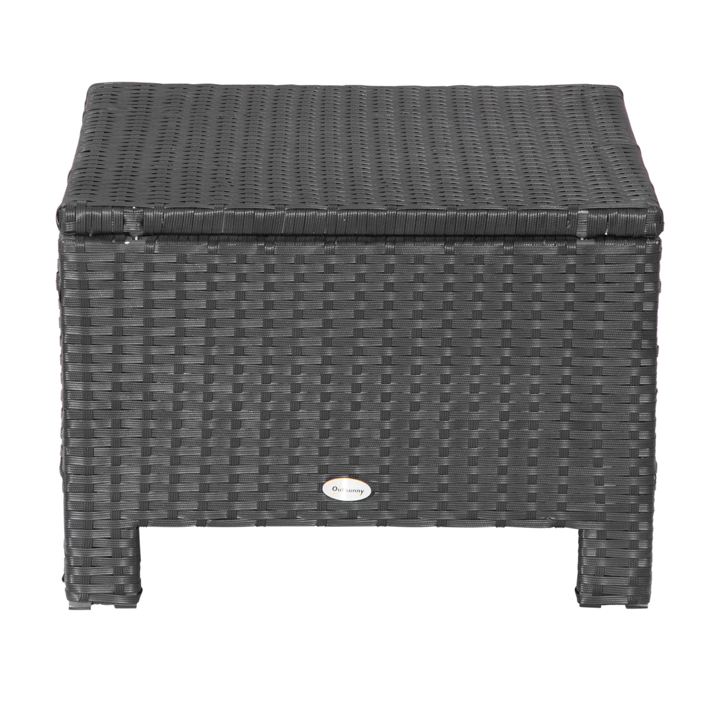 Outsunny Rattan Ottoman, 50Wx50Dx35H cm-Black