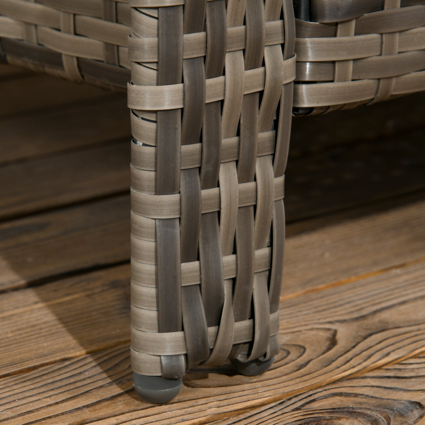 Outsunny 3 pcs PE Rattan Wicker Garden Furniture Patio Bistro Set Weave Conservatory Sofa Storage Table and Chairs Set Orange Cushion, Mixed Grey