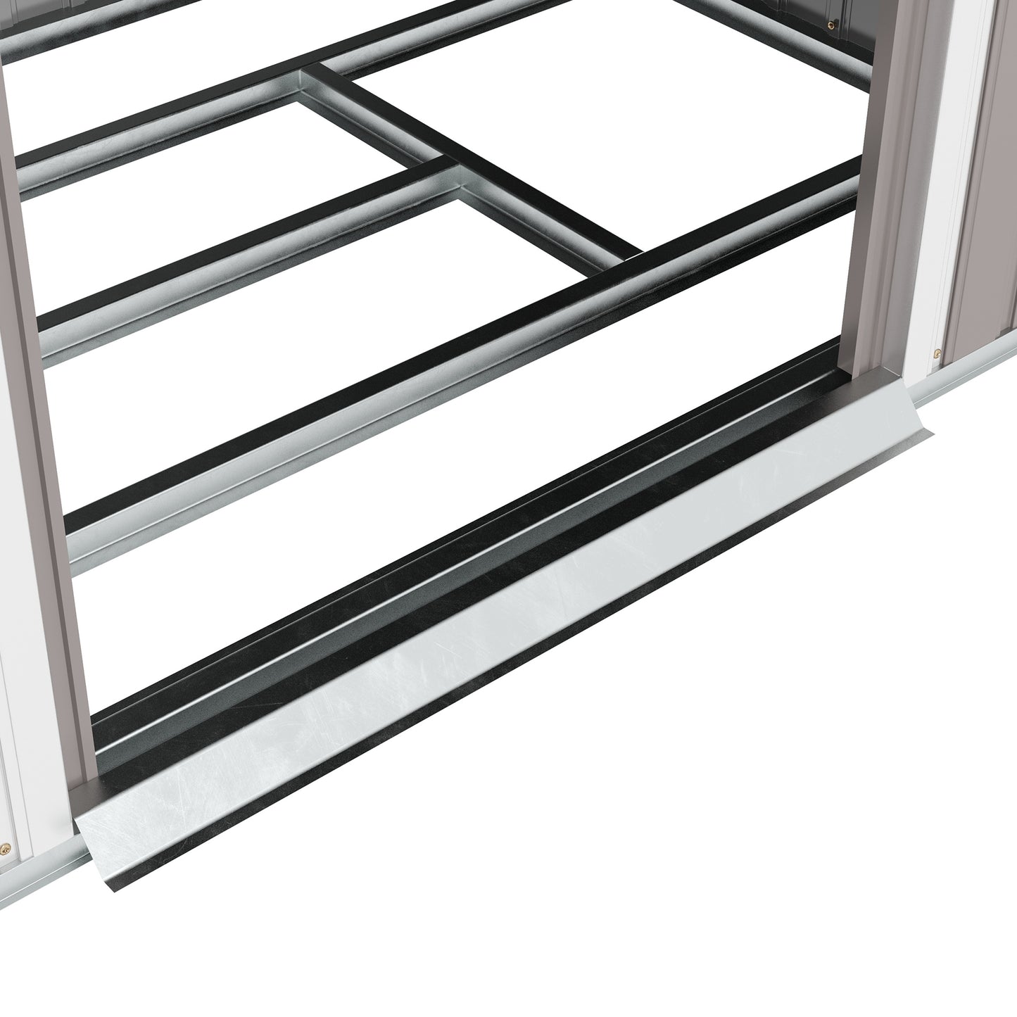 Outsunny Outdoor Lean to Garden Metal Equipment Tool Storage Shed w/ Foundation Double Door Vents and Sloped Roof Grey