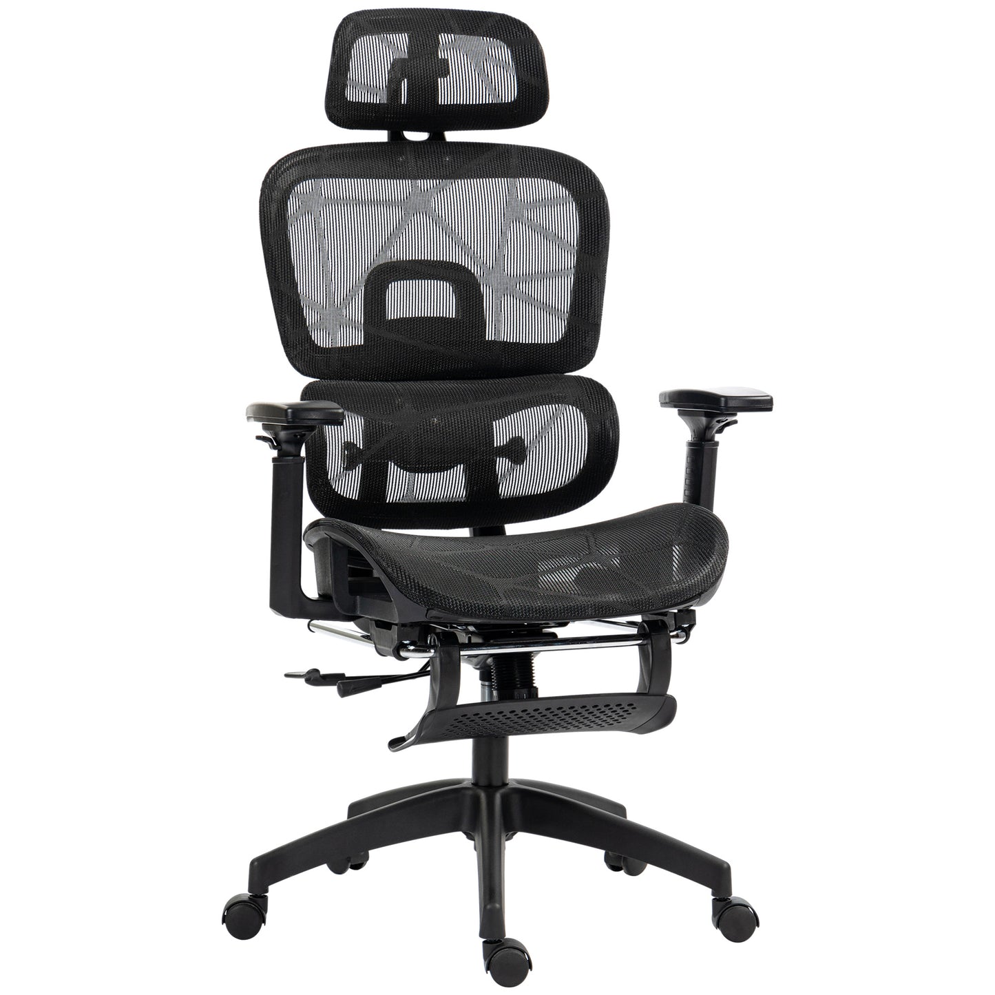 HOMCOM Executive Office Chair with Reclining Function, Headrest, Footrest Black