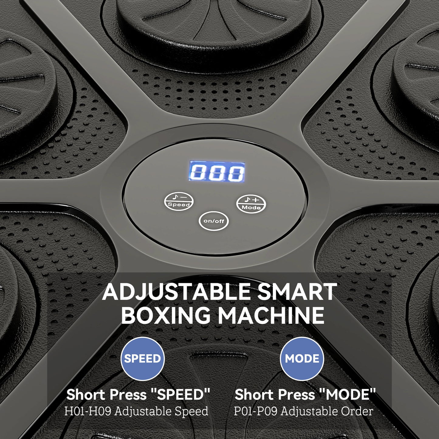 SPORTNOW Music Boxing Machine, Smart Bluetooth Wall-Mounted with 9 Speeds & Modes, LED Lights, Gloves, Punching Pad for Adults, Black