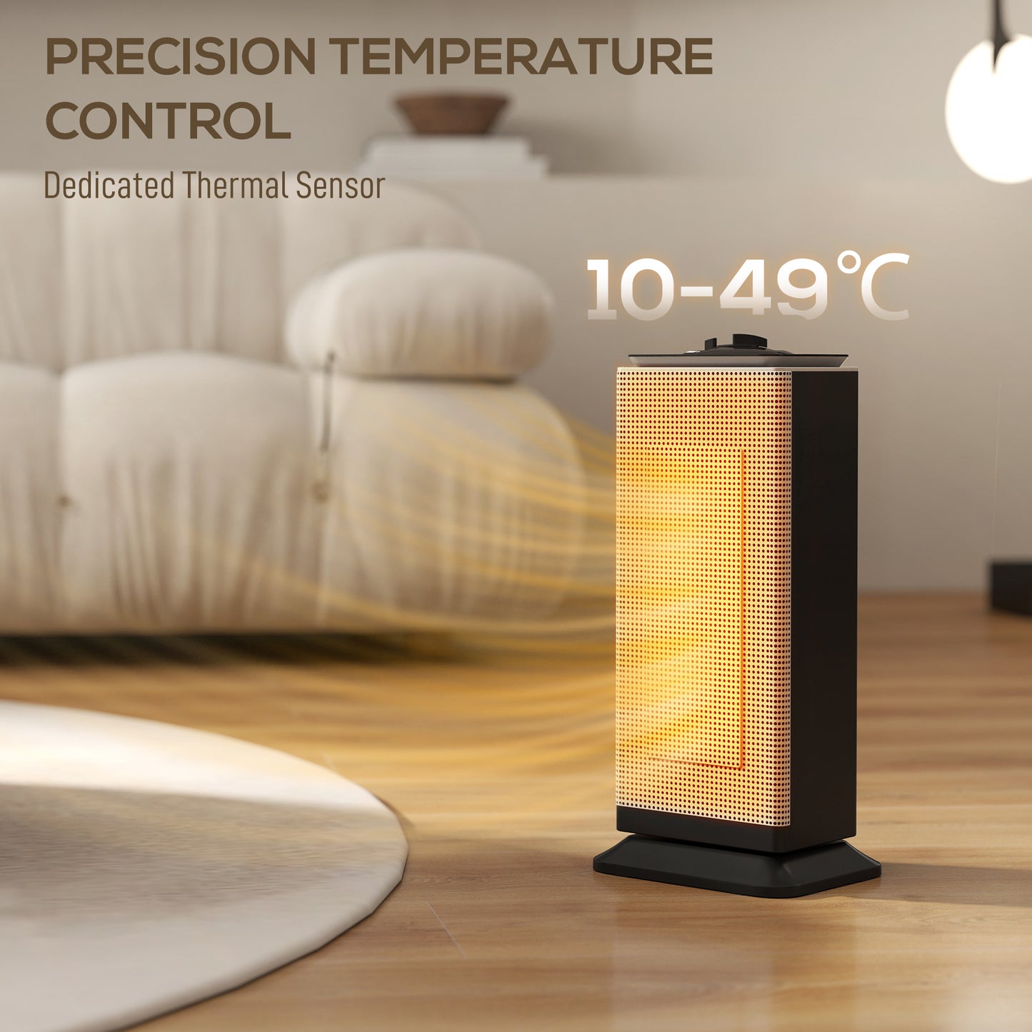 HOMCOM 2000W Ceramic Electric Heater with Fan, Oscillation - Black