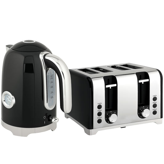HOMCOM Retro 3000W Kettle and Toaster Set - Black