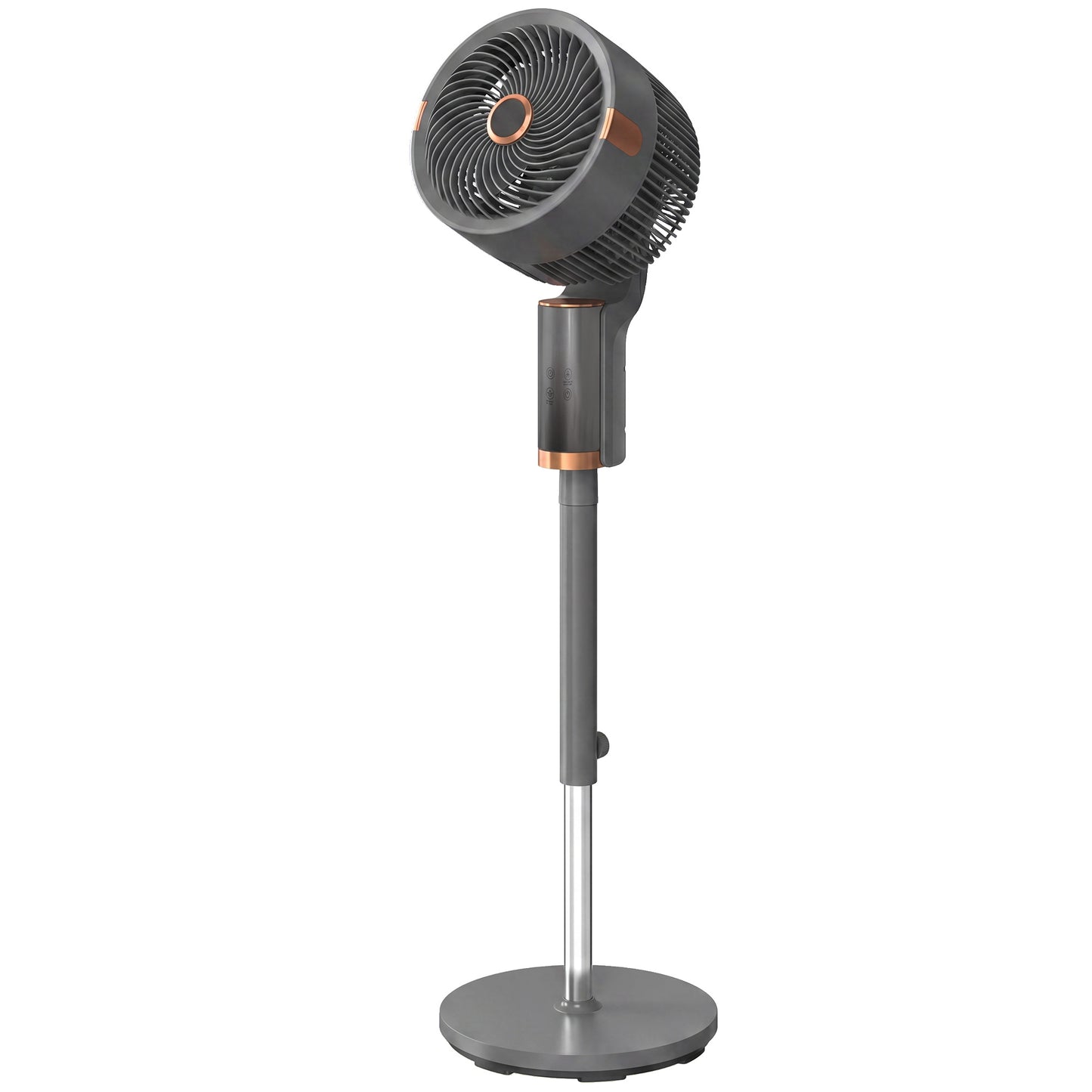 HOMCOM 20 dB Silent Standing Fan for Bedroom, 44" Pedestal Fan with 90° Oscillating, 8 Speeds and LED Light, Grey