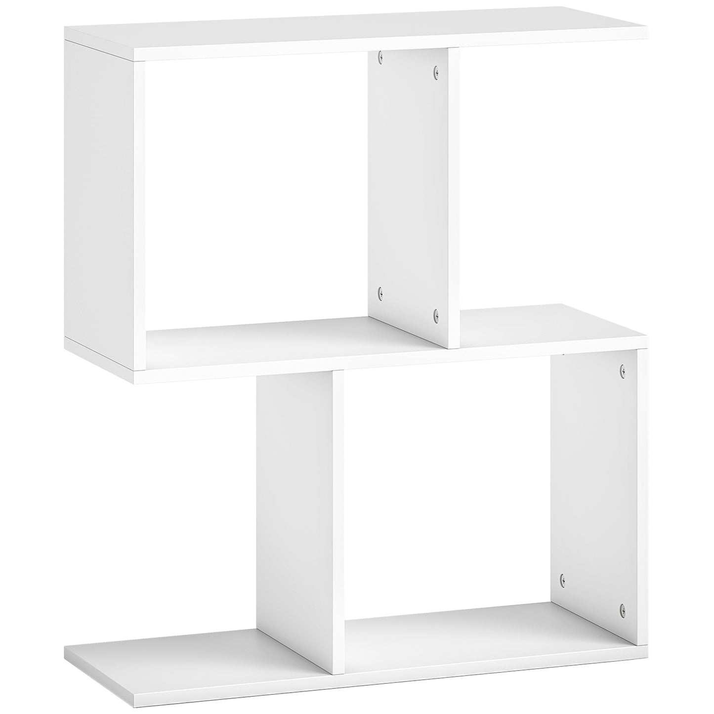 HOMCOM Side Table, Narrow End Table with Storage Shelves, S-Shaped, 3-Tier, 50W x 19.5D x 58H cm, White