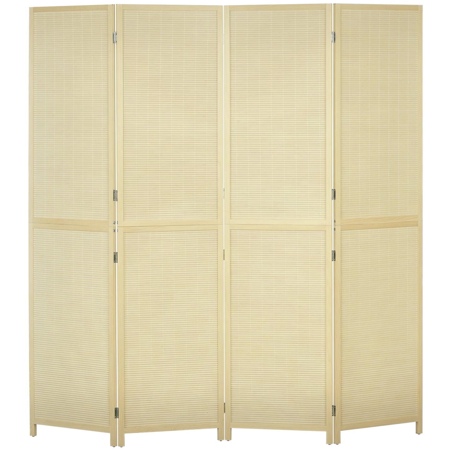 HOMCOM Bamboo Wood 4-Panel Room Divider 180 x 180 cm Room Separator Folding Partition - Natural