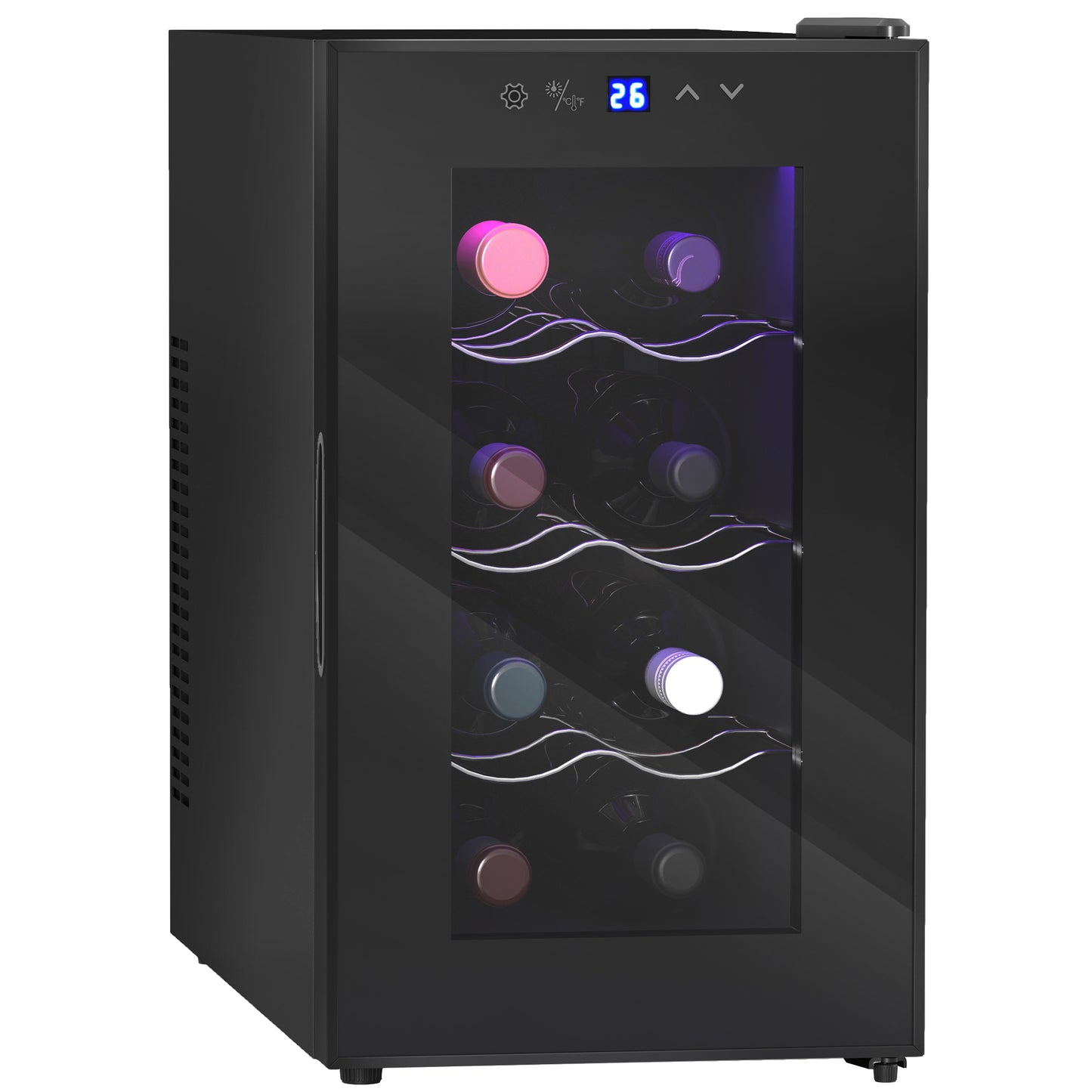 HOMCOM Mini Freestanding Wine Cooler Fridge, 8 Bottle