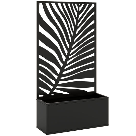 Outsunny Metal Garden Bed for Garden with Trellis, Wall Mounted or Freestanding Raised Planter with Privacy Screen
