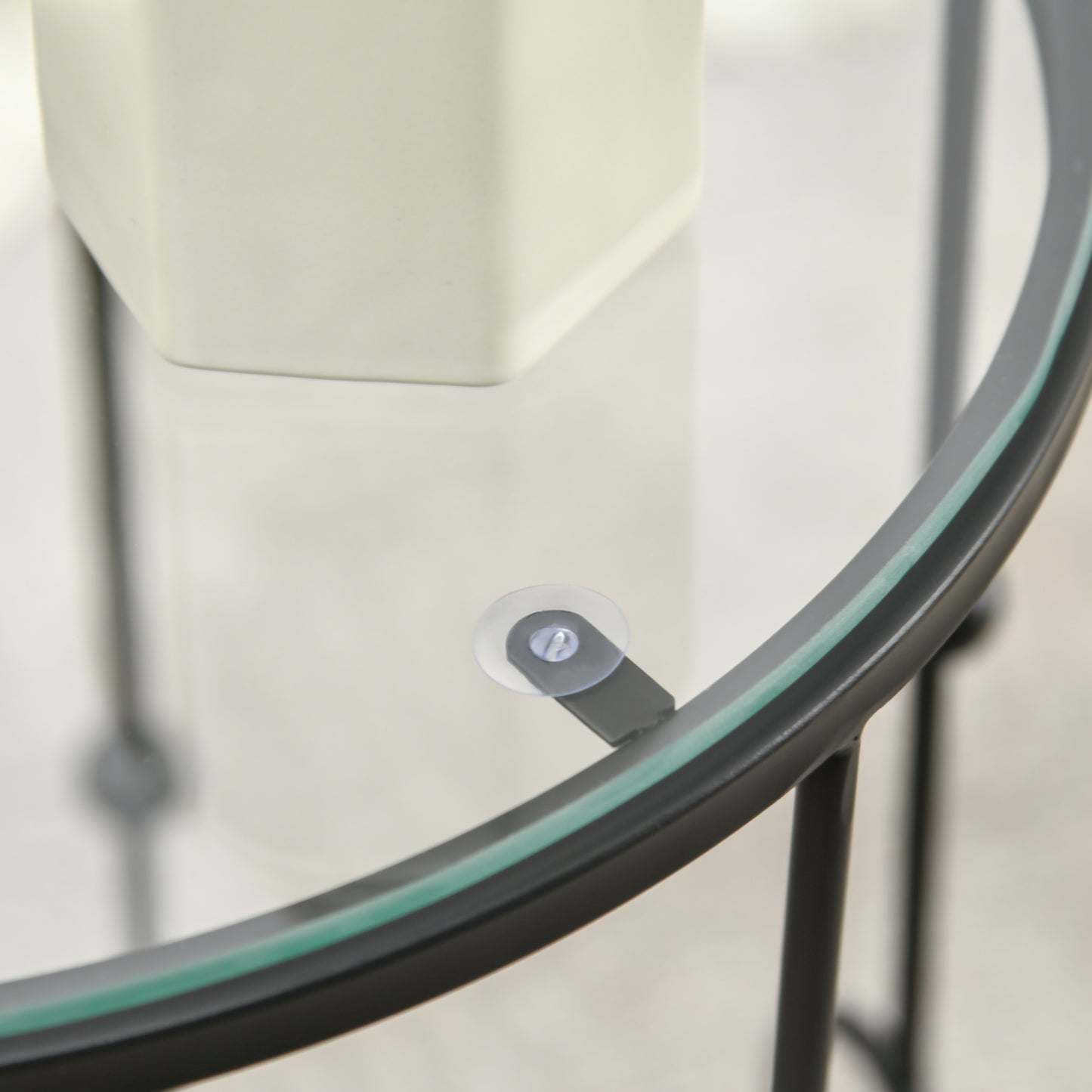 HOMCOM Nesting Round Coffee Table Set of 2 - Black