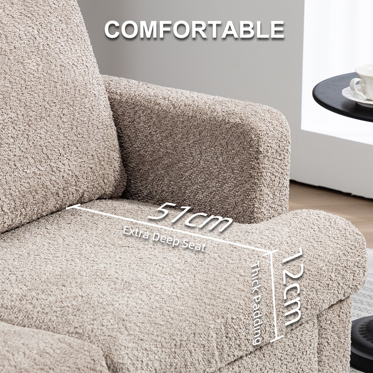 HOMCOM 2 Seater Sofa, 138 cm Loveseat with Removable Back Cushions, Chenille Fabric Small Couch for Living Room, Bedroom, Light Brown