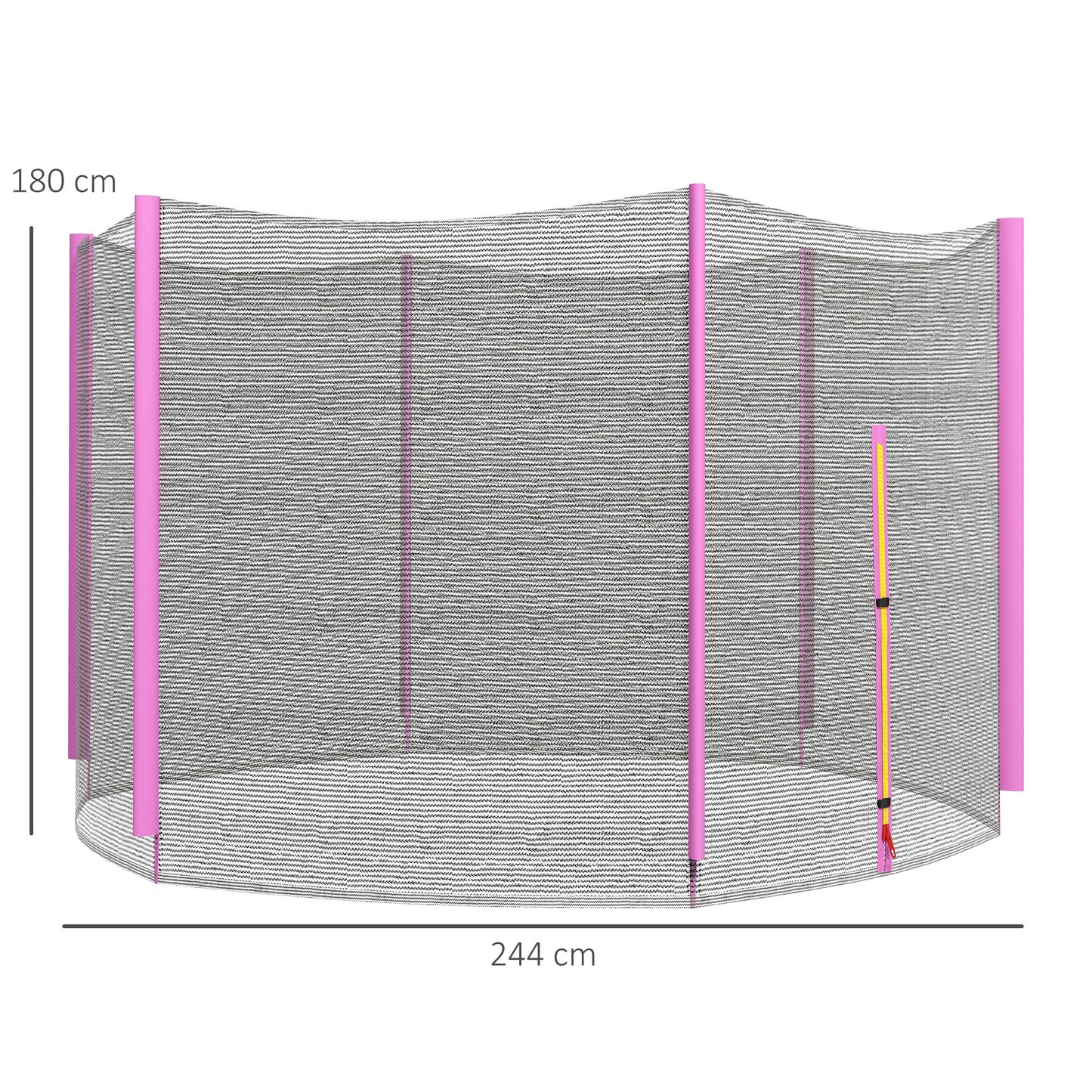 SPORTNOW 8ft Trampoline Net Replacement with 6 Plastic Pole Covers, Weather-Resistant Netting with Zipped Entrance, Poles Not Included, Pink