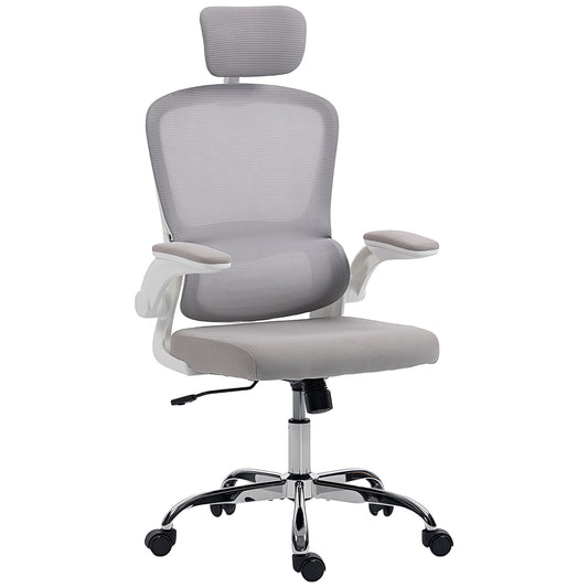 HOMCOM Mesh Back Office Chair, with Lumbar Support - Grey