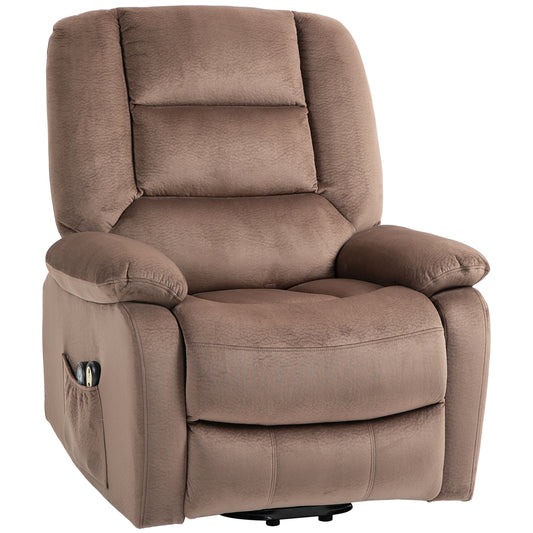 HOMCOM Electric Riser and Recliner Chair with Vibration Massage, Heat, Side Pocket, Brown