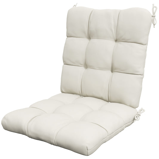 Outsunny Outdoor Garden Seat Cushion with Backrest Cream White