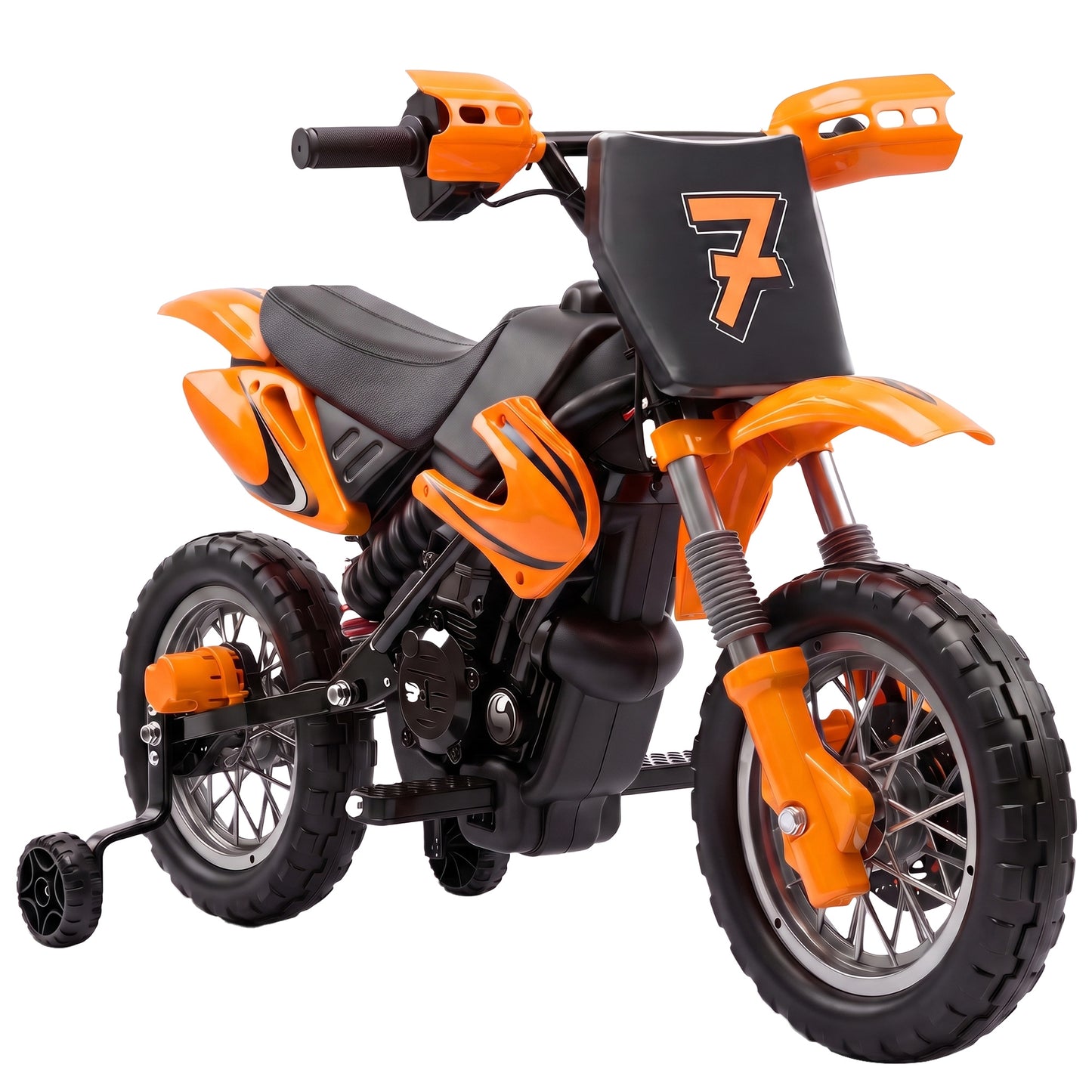 AIYAPLAY 12V Kids Electric Motorbike, Ride on Motorcycle with Dual Motors, Training Wheels, Rear Suspension for 3-6 Years, Orange