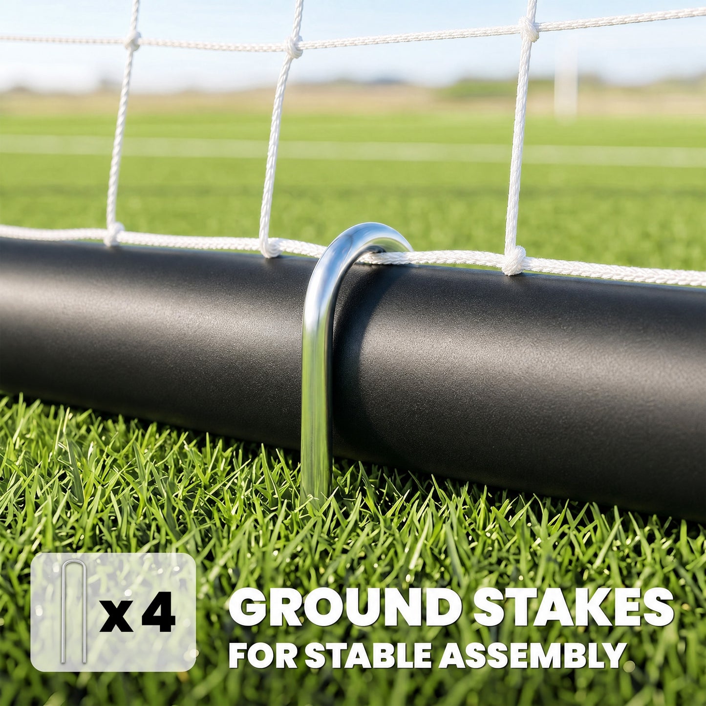 SPORTNOW Football Goal, 6 x 4ft Football Net with Ground Stakes and Metal Frame, Training Equipment for Indoor Outdoor Play