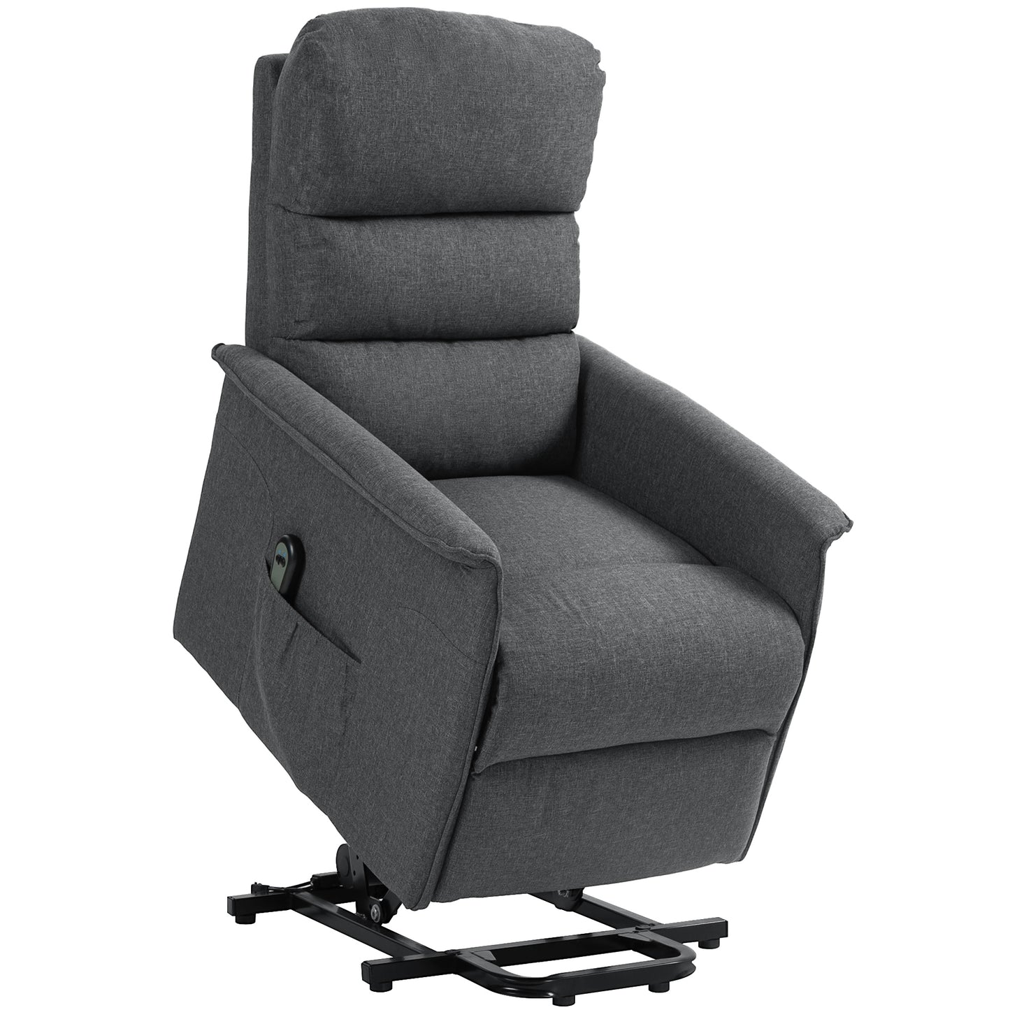 HOMCOM Electric Power Lift Recliner Chair, Fabric, Remote, Side Pockets, Dark Grey