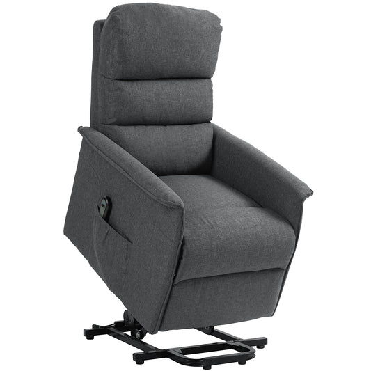 HOMCOM Electric Power Lift Recliner Chair, Fabric, Remote, Side Pockets, Dark Grey