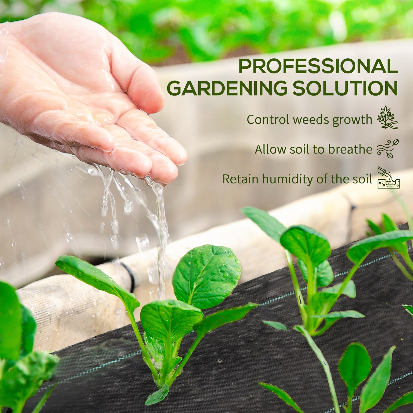 Outsunny Weed Membrane, Heavy Duty Weed Control Membrane 1 x 2m, for Landscaping Driveway Gravel Artificial Grass Lawn Underlay, Black