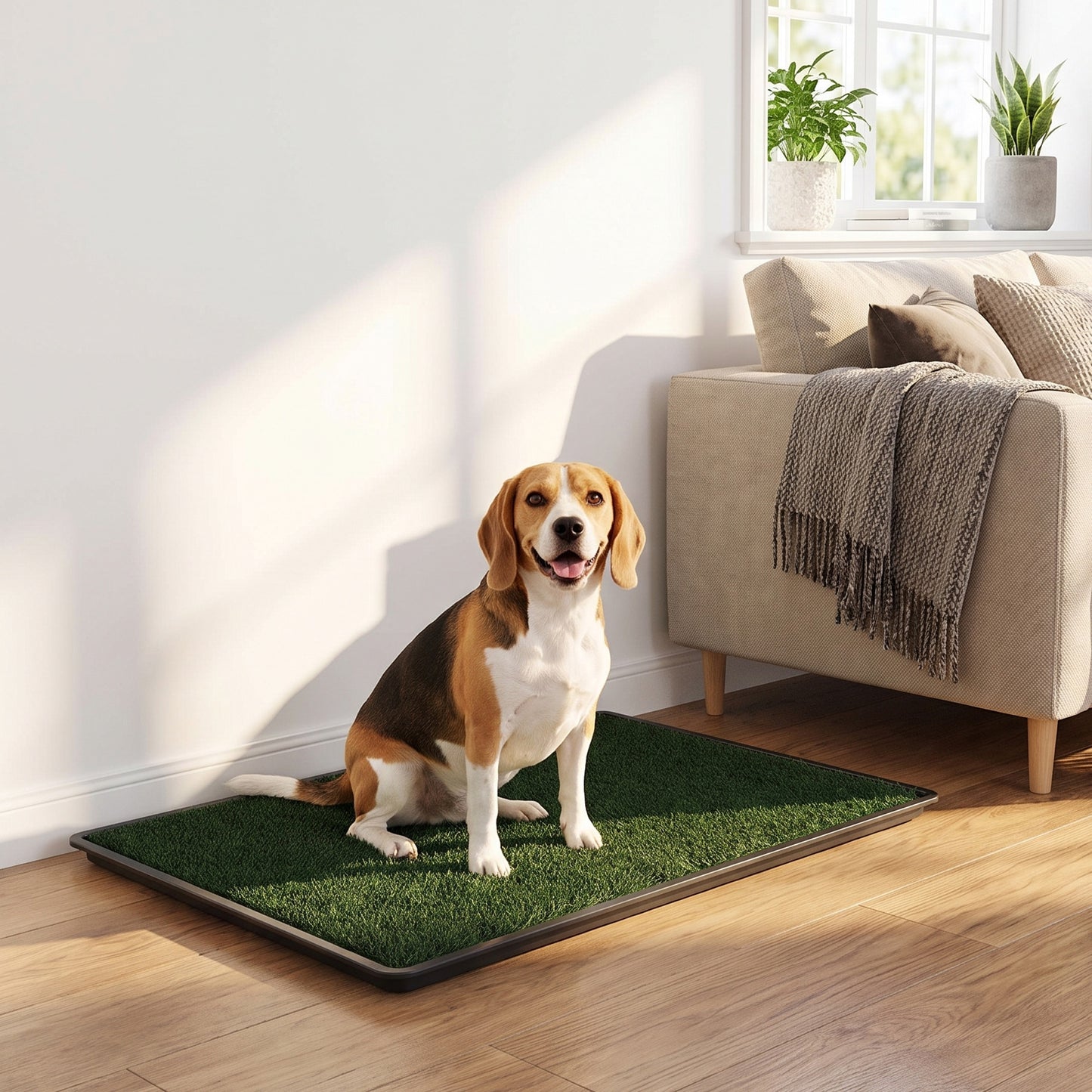 PawHut Dog Toilet Tray, Dog Grass Pee Pad with Artificial Grass Mat, Drainage System for Puppy Training 88x56.5cm