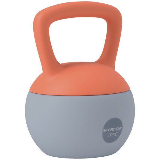 SPORTNOW Soft Kettlebell, 10kg Kettle Bell with Non-Slip Handle for Home Gym Weight Lifting and Strength Training, Orange and Grey