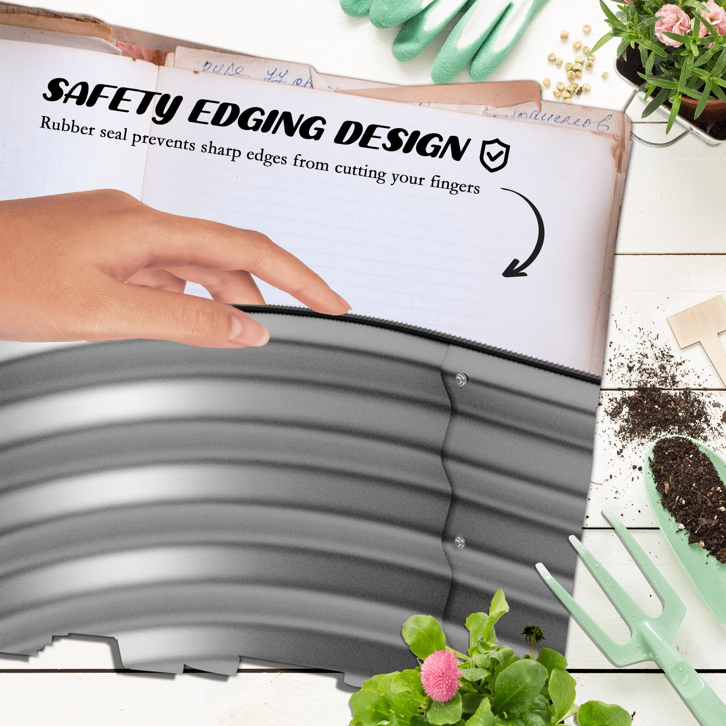 Outsunny Galvanised Raised Garden Bed, Metal Planter Box with Safety Edging, for Flowers, Herbs, Succulents, Silver