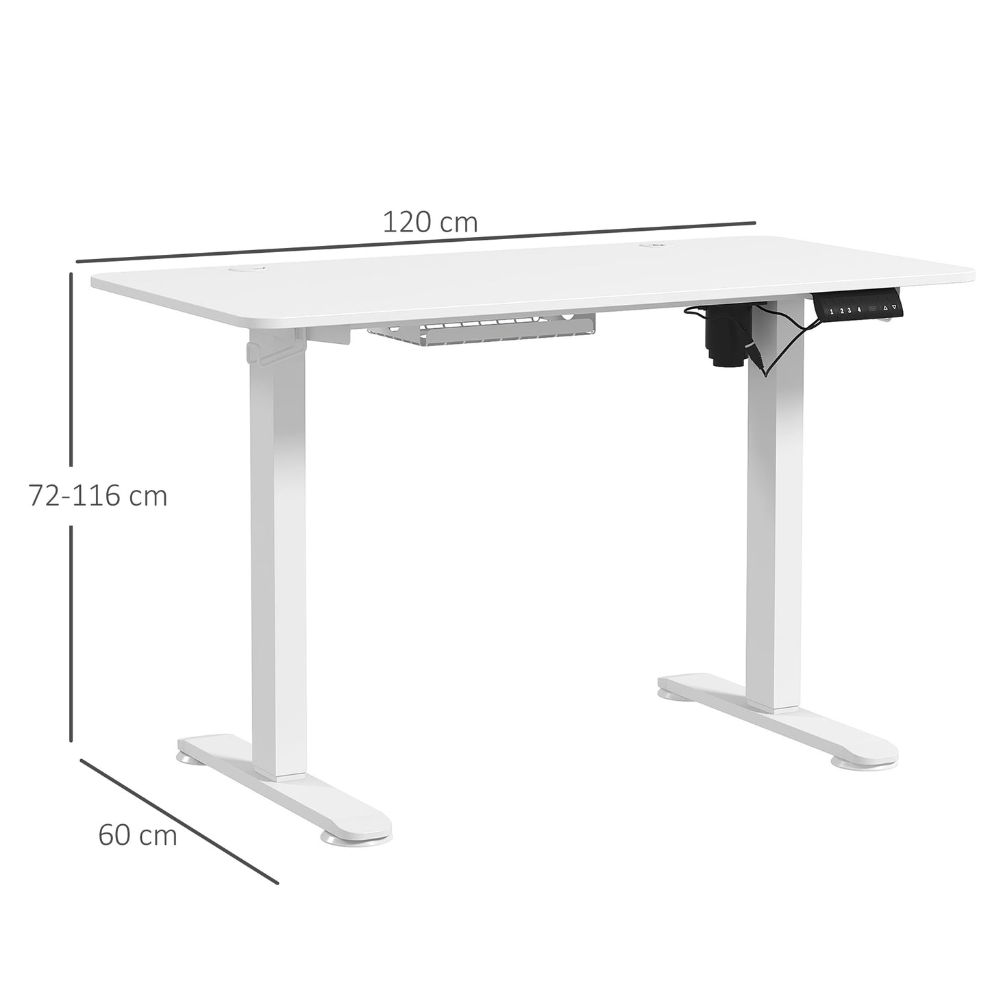 Vinsetto Electric Desk Height Adjustable Standing Desk with 3 Memory Settings Collision Avoidance and Overheat Protection