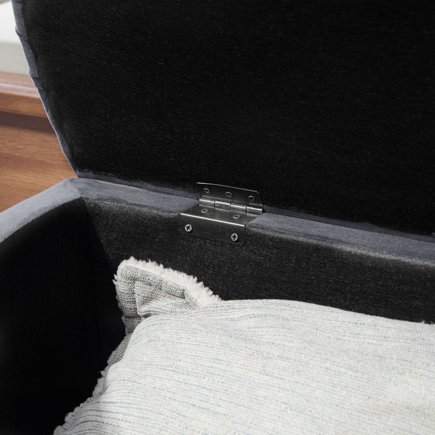 HOMCOM Tufted Semi-Circle Ottoman with Storage - Dark Grey