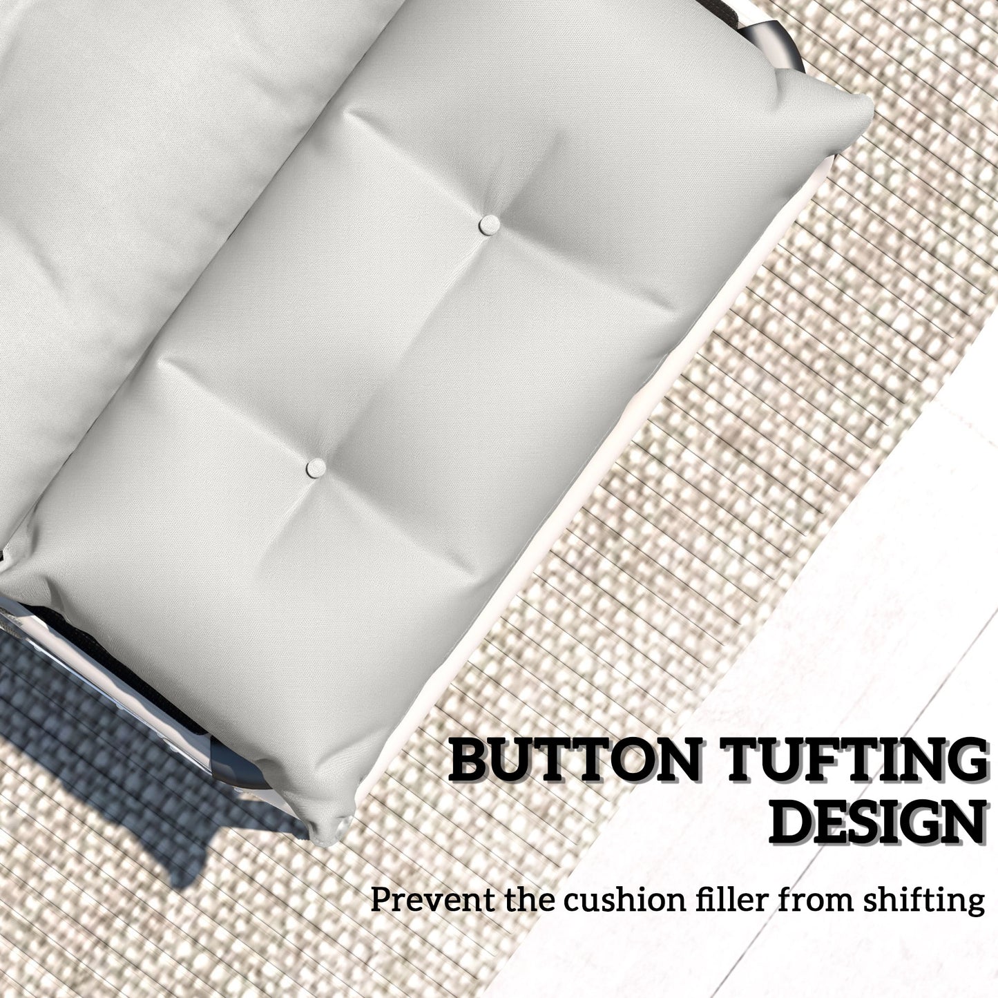 Outsunny Sun Lounger Cushions, 190x56x10cm Set of 2, UPF20+ Thick Sunbed Replacement with 6 Ties, 220gsm Fabric, Light Grey