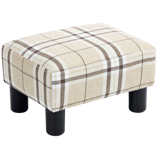 HOMCOM Linen Fabric Footstool Ottoman Cube with 4 Plastic Legs, Multi-colored