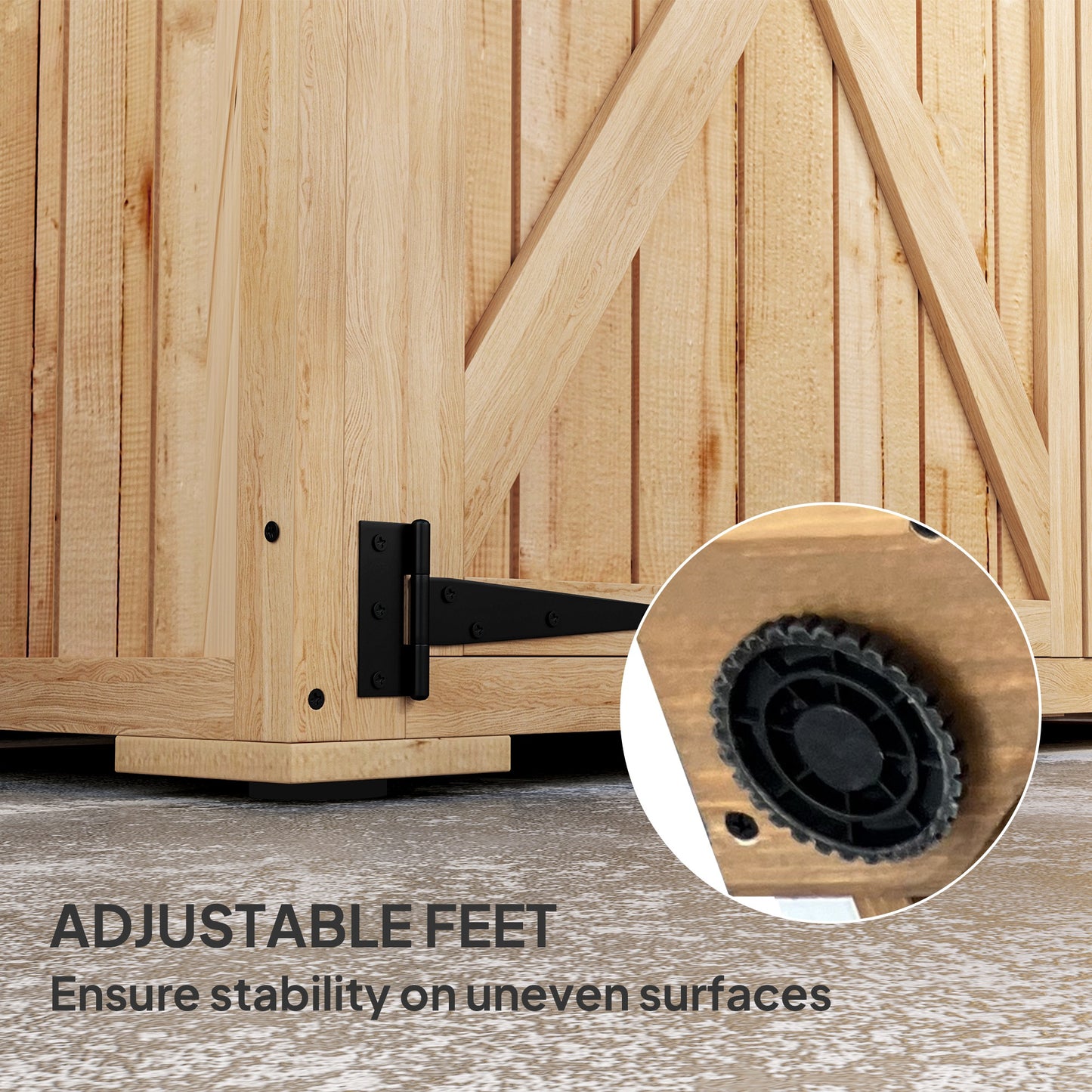 Outsunny Wooden Garden Storage Shed, Tool Cabinet with Asphalt Roof & 2 Shelves for Tools, Equipment, Double Doors, Natural