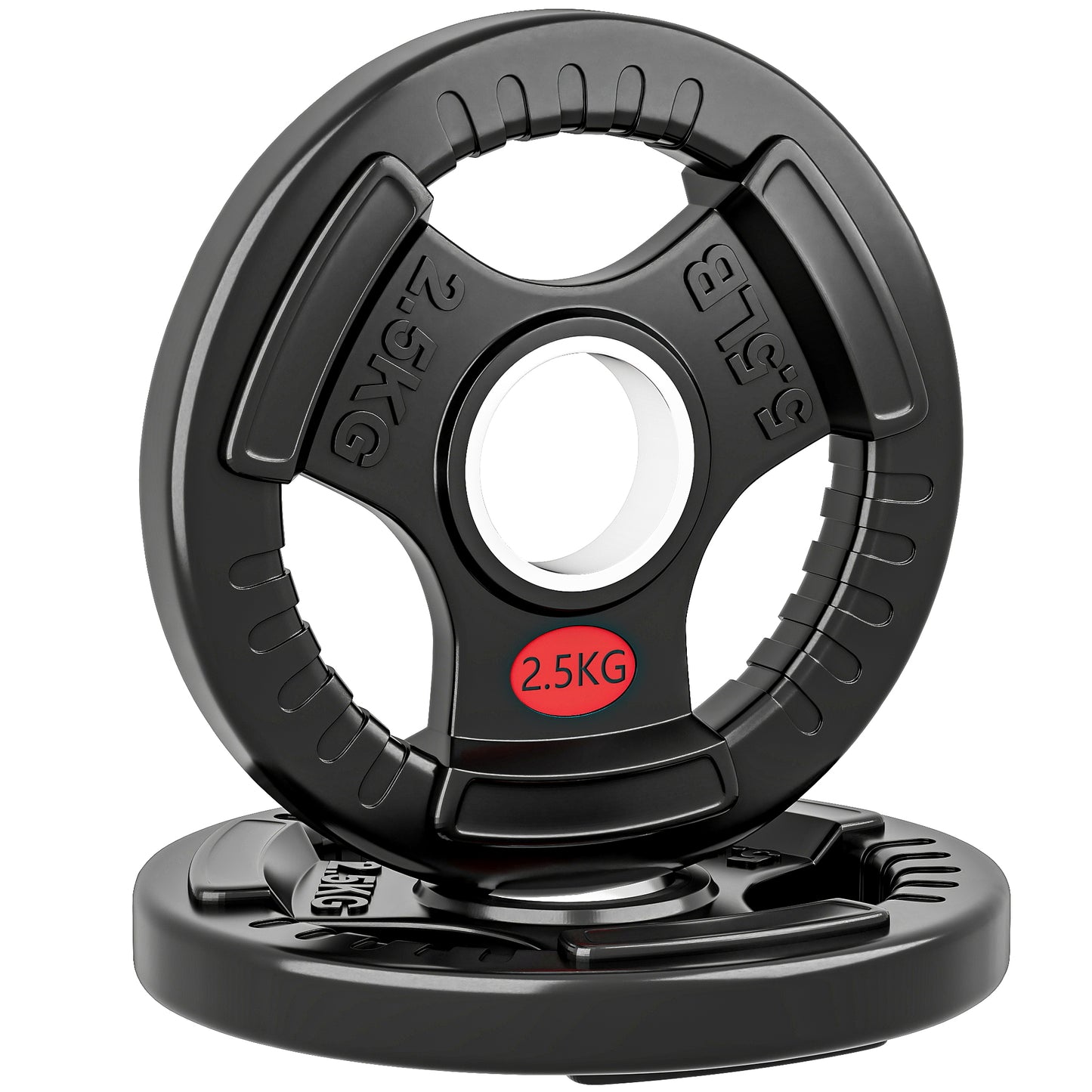 SPORTNOW Olympic Weight Plates, 2"/5cm, Tri-Grip, 2 x 2.5kg Pair for Weightlifting & Strength Training, Home Gym Fitness, Black