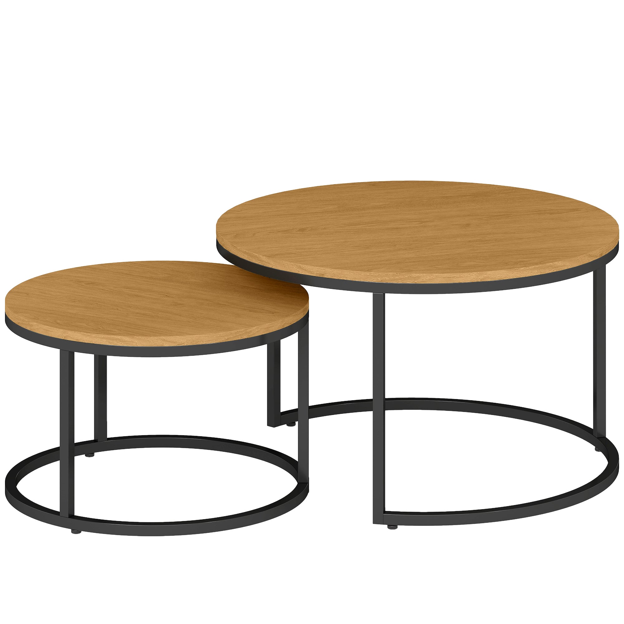HOMCOM Set of Two Wood-Effect Stacking Tables - Brown – mhstar.co.uk