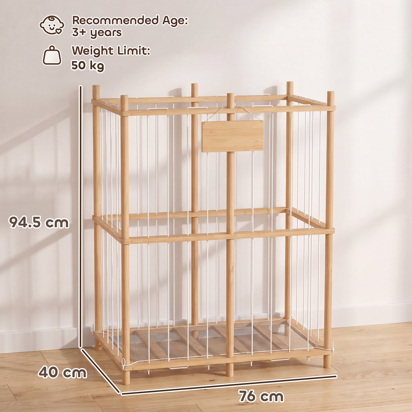 AIYAPLAY Stuffed Animal Storage Organiser, Wooden Storage Zoo with Rounded Corners for Nursery, Kids Room, Playroom, Natural
