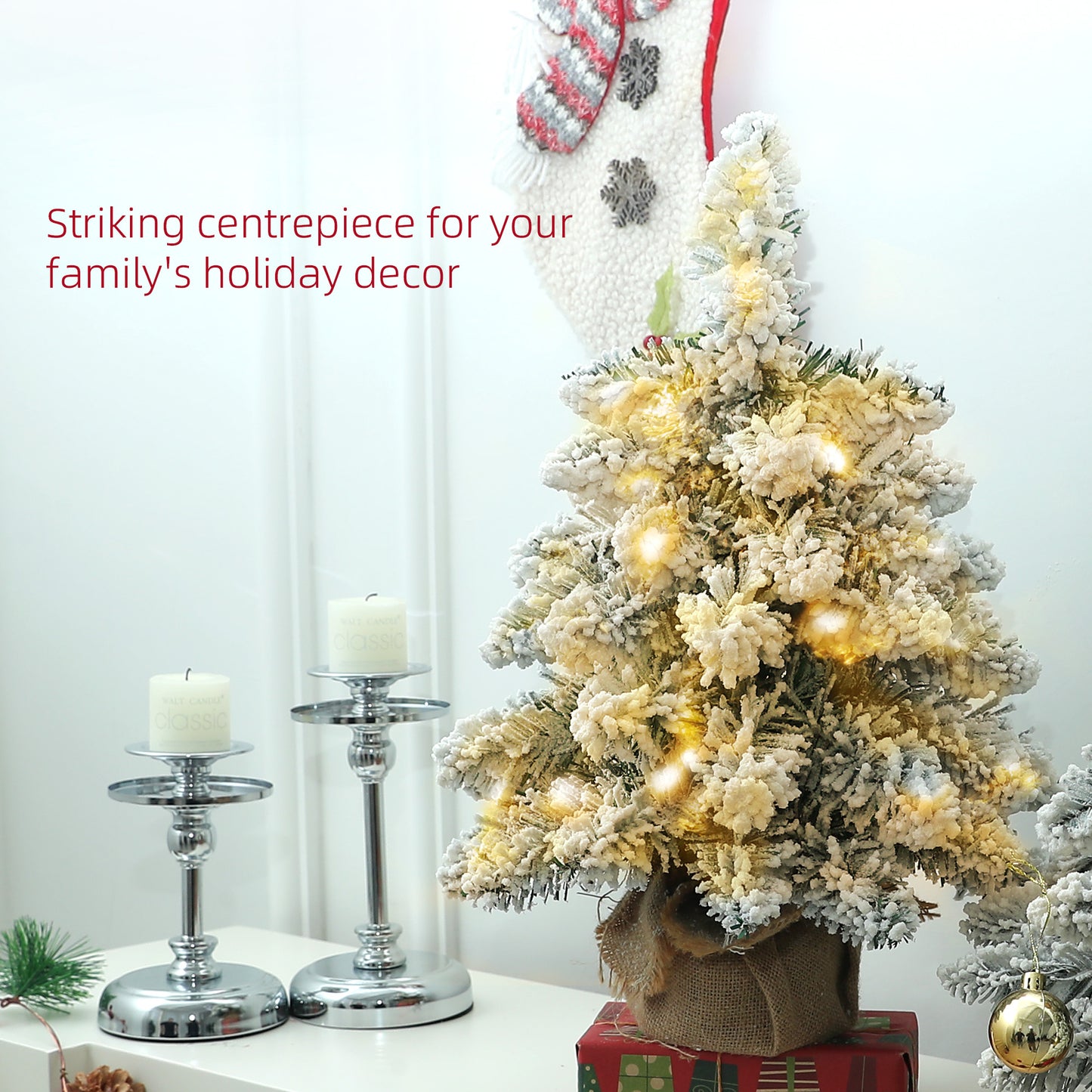 HOMCOM 1.5ft Mini Artificial Christmas Trees with Lights