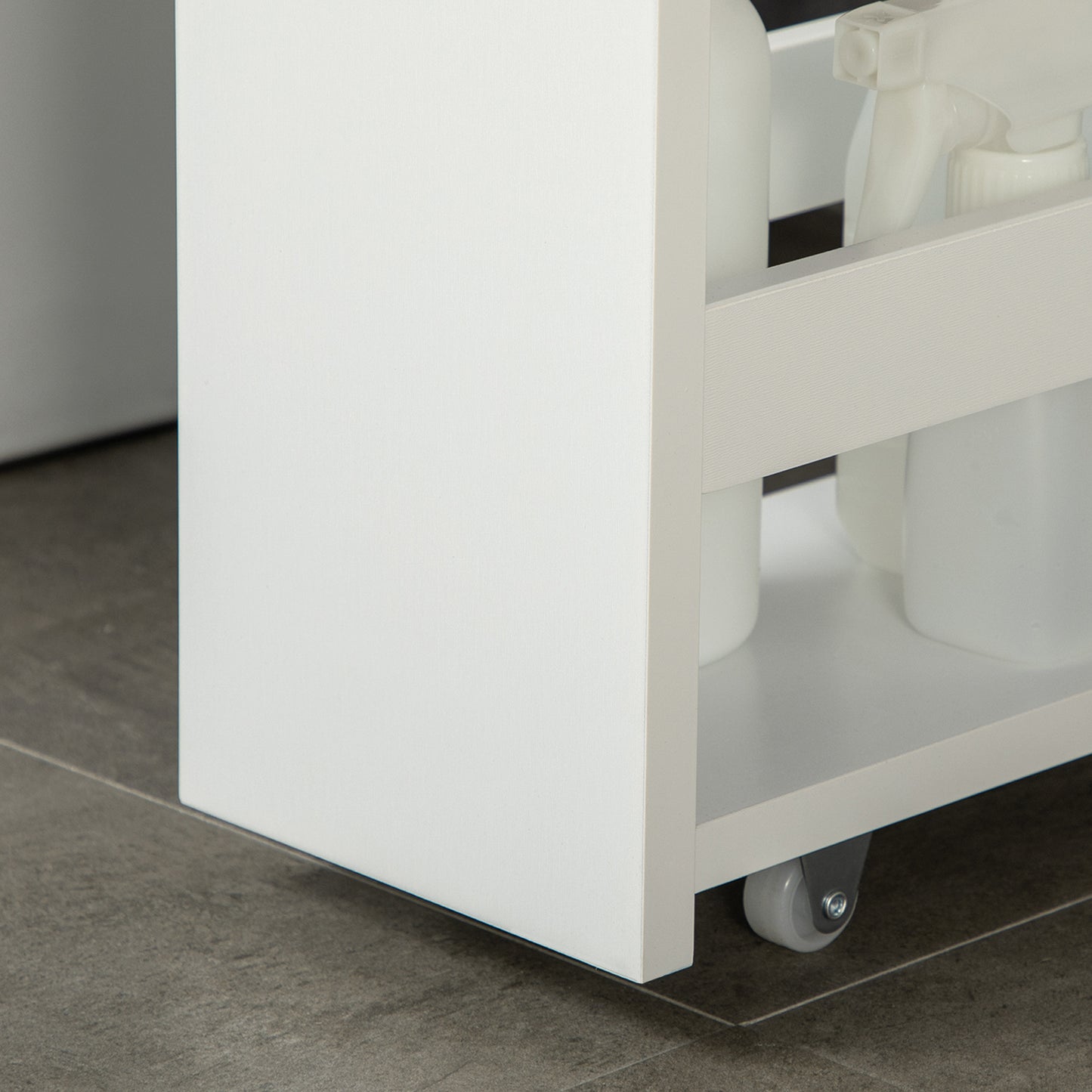 kleankin 3-Tier storage trolley rolling storage cart shelf for narrow kitchen bathroom laundry office with handle - 48 x 15 x 80 cm white