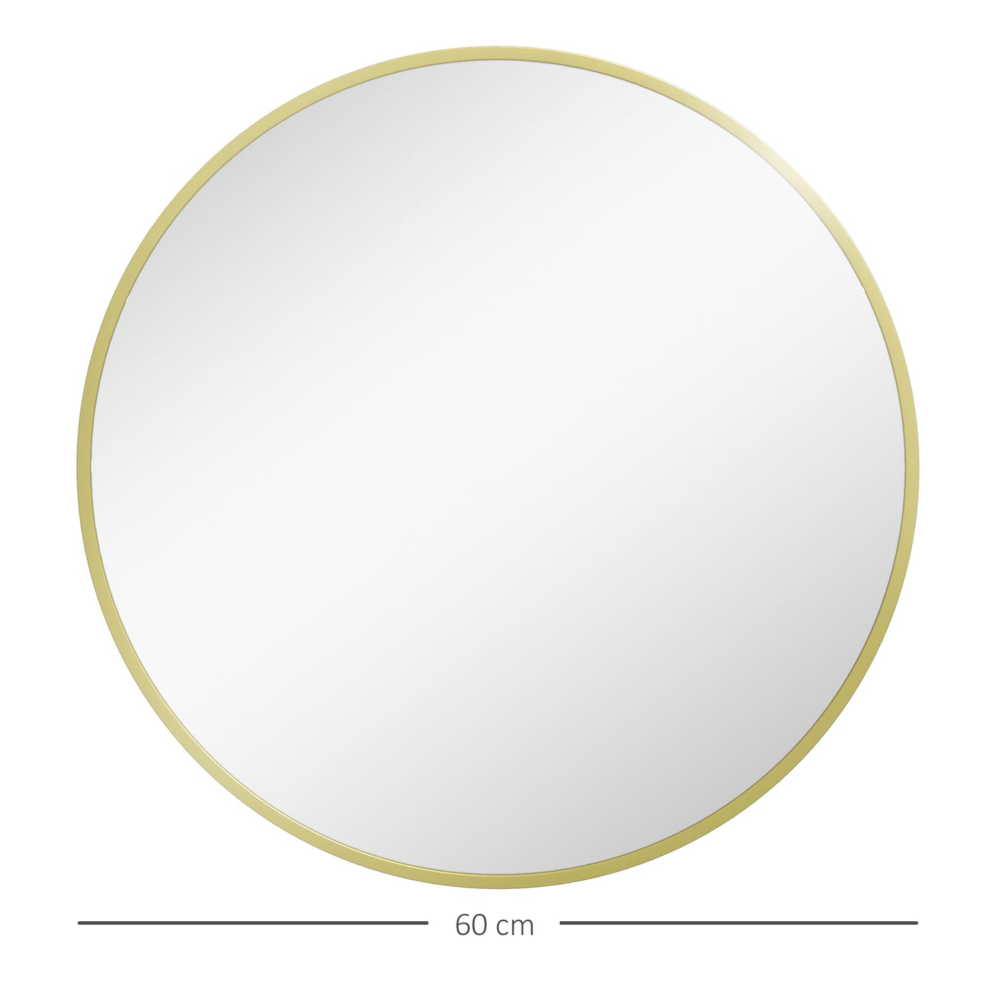 HOMCOM 60cm Round Wall-Mounted Vanity Mirror - Gold