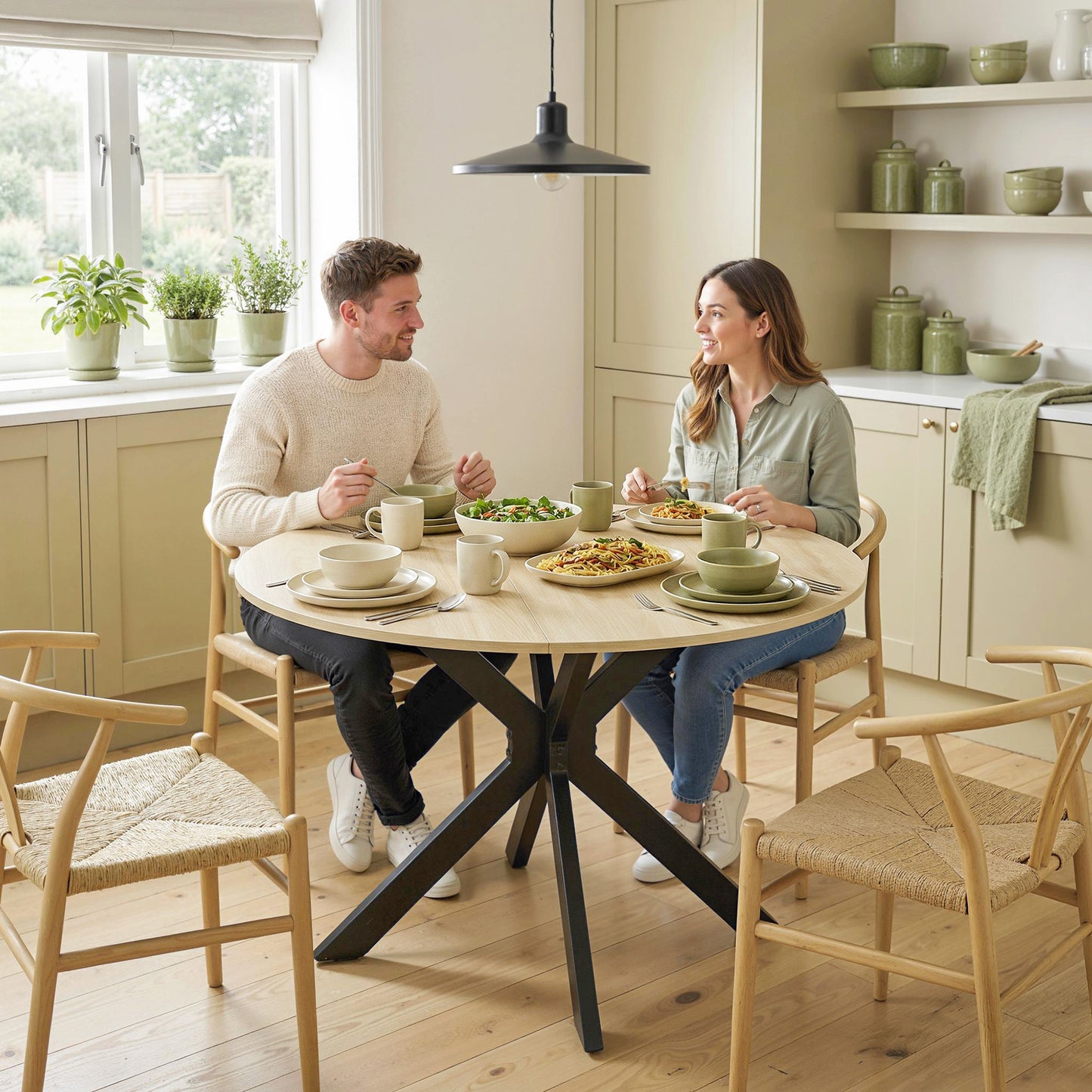 HOMCOM Folding Dining Table, Drop Leaf Table with Adjustable Feet, Natural Wood Finish