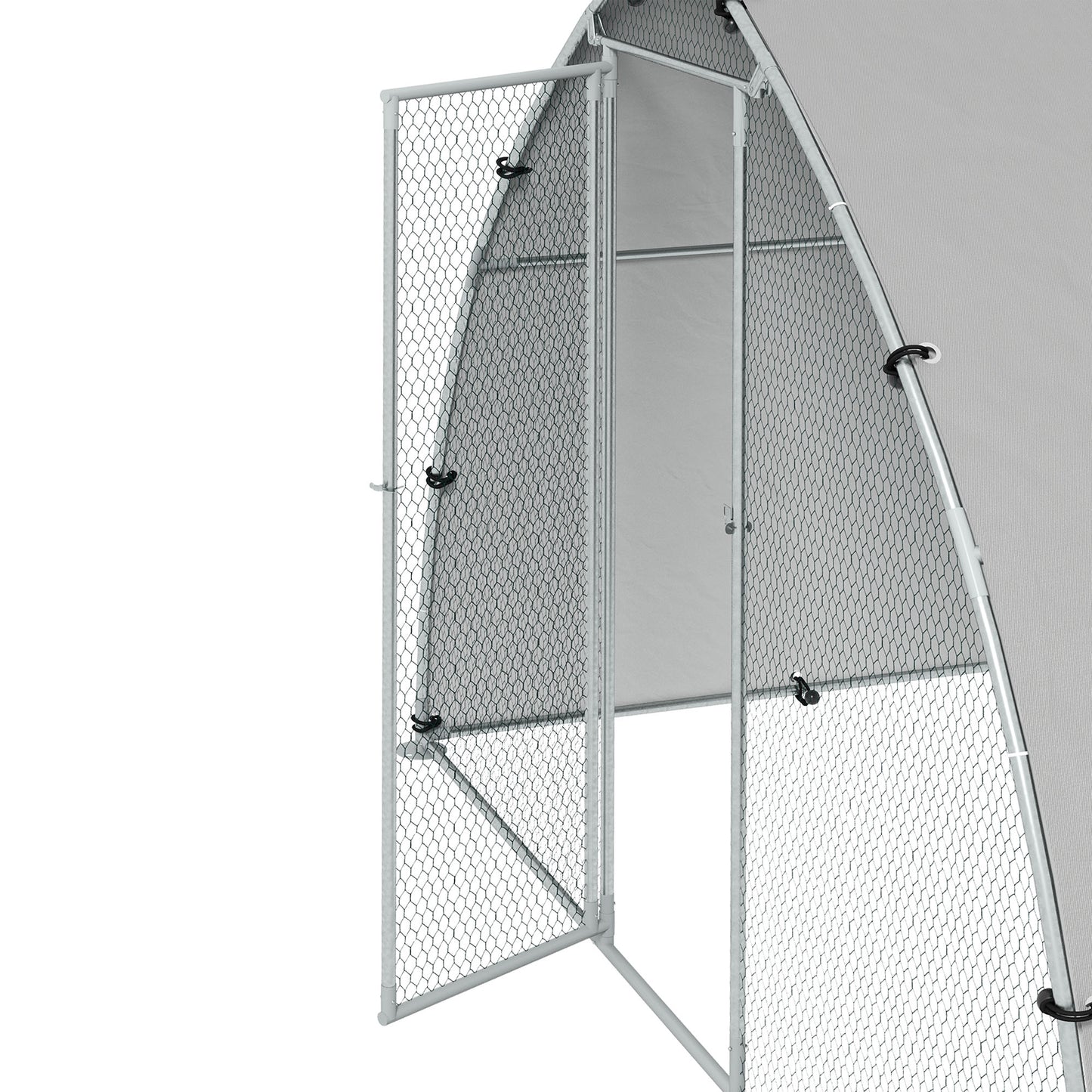 PawHut Galvanised Outdoor Chicken Coop with Cover for 4-6 Chickens Hens Ducks Rabbits 3 x 1.9 x 2.2m - Silver Tone