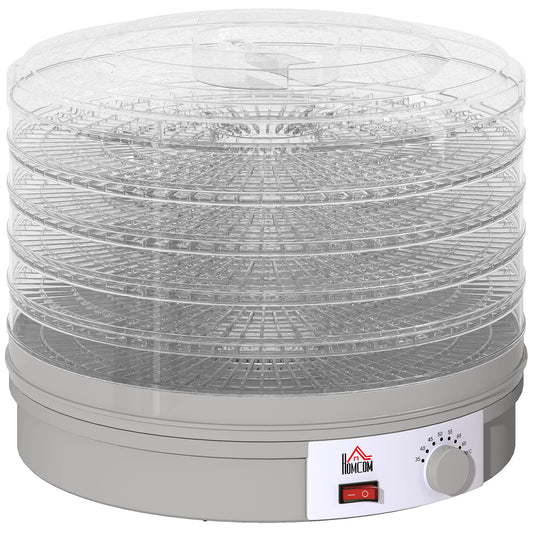 HOMCOM 5 Tier Food Dehydrator, 245W Food Dryer with Adjustable Temperature for Fruit, Meat, Veggies, Jerky, Pet Treats, Grey