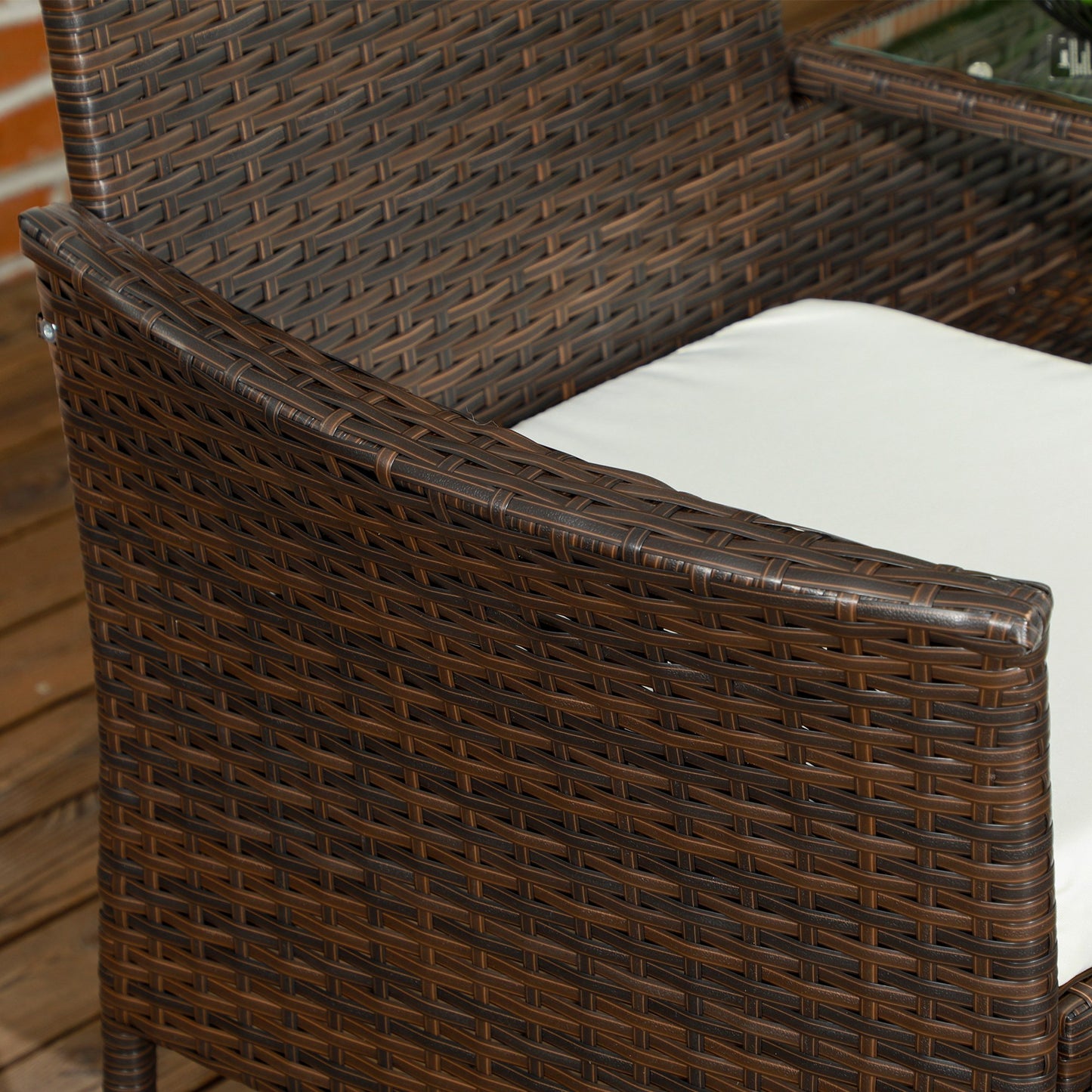 Outsunny Two-Seat Rattan Chair with Middle Table - Brown