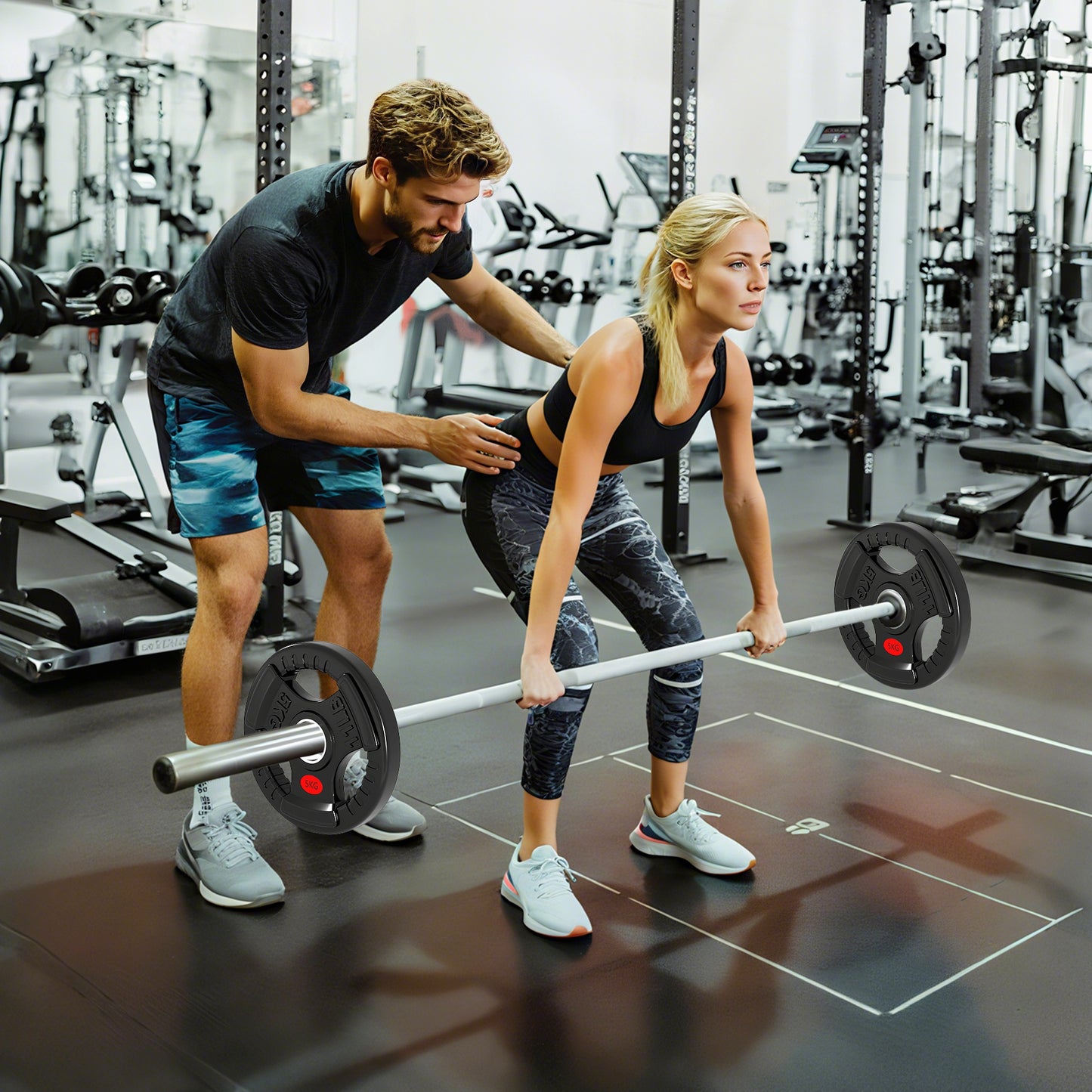 SPORTNOW Olympic Weight Plates, 2"/5cm, 5kg Pair with Tri-Grips for Weightlifting Strength Training Home Gym Fitness, Black