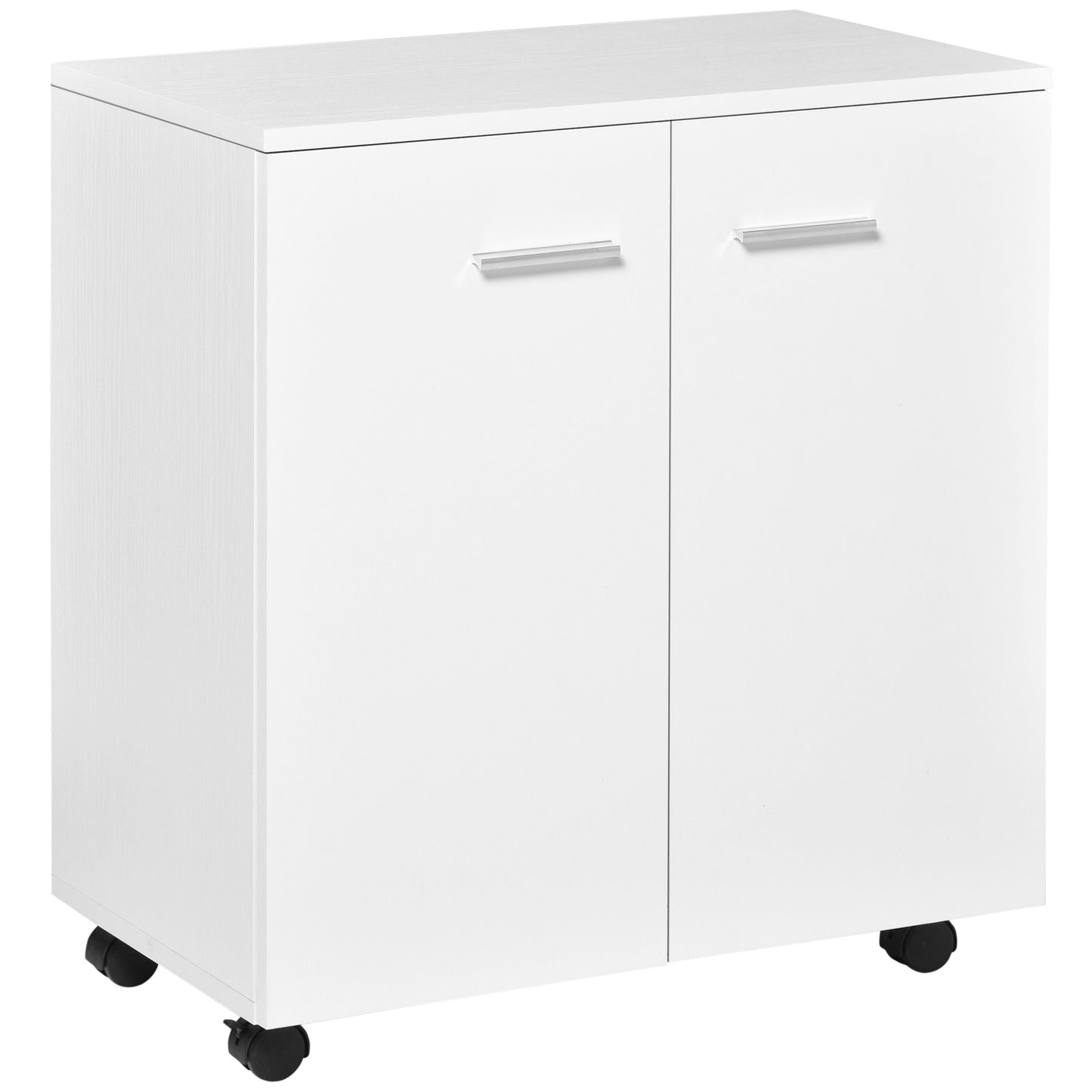 HOMCOM Mobile Sideboard Cabinet, Sideboard Storage Cabinet with 2 Doors and Internal Shelf for Office, 60 x 35 x 65 cm, White