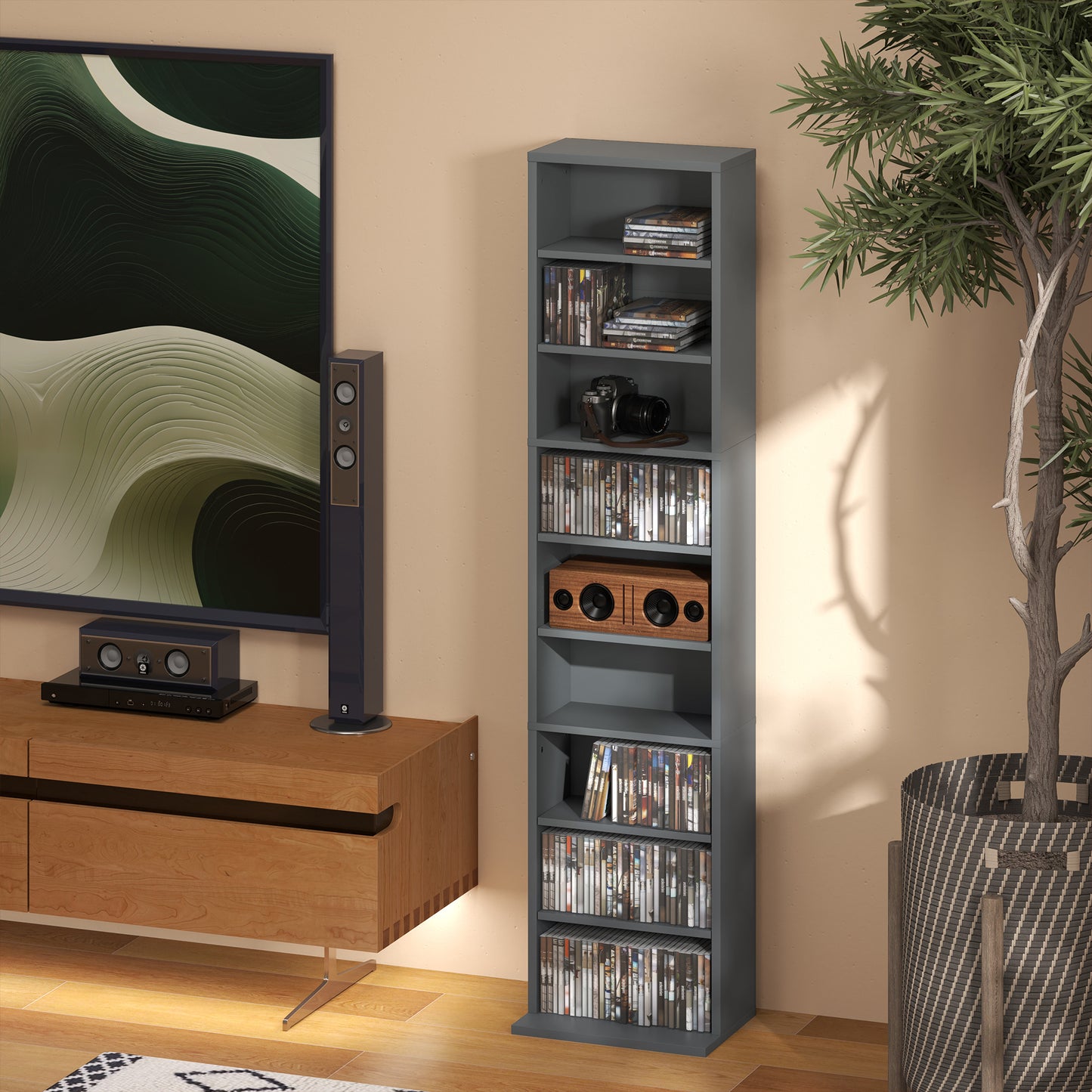 HOMCOM 260 CD/120 DVD Storage Unit - Grey