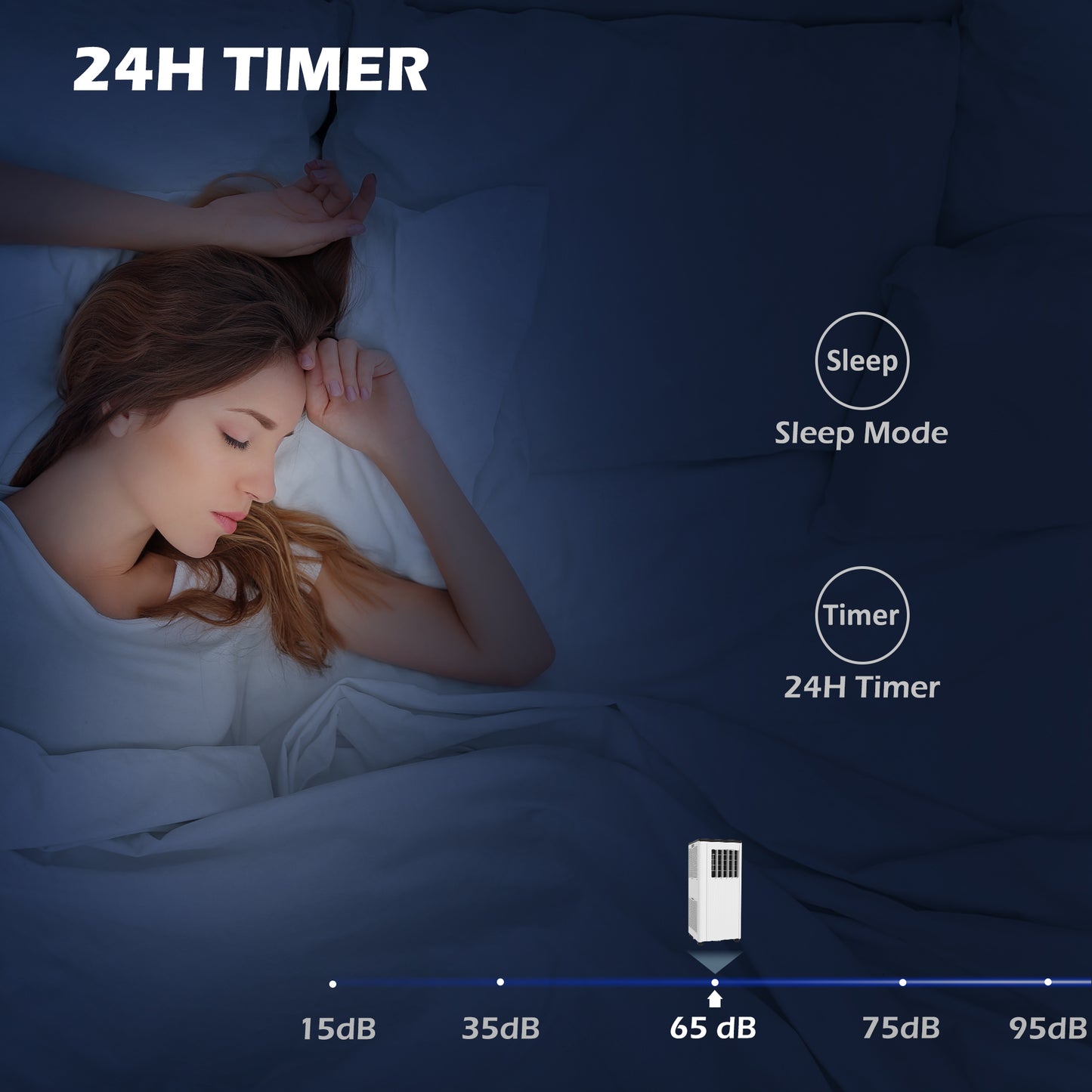 HOMCOM 9,000 BTU Mobile Air Conditioner 20m Smart Home WiFi with Dehumidifier Fan 24H Timer Window Kit White