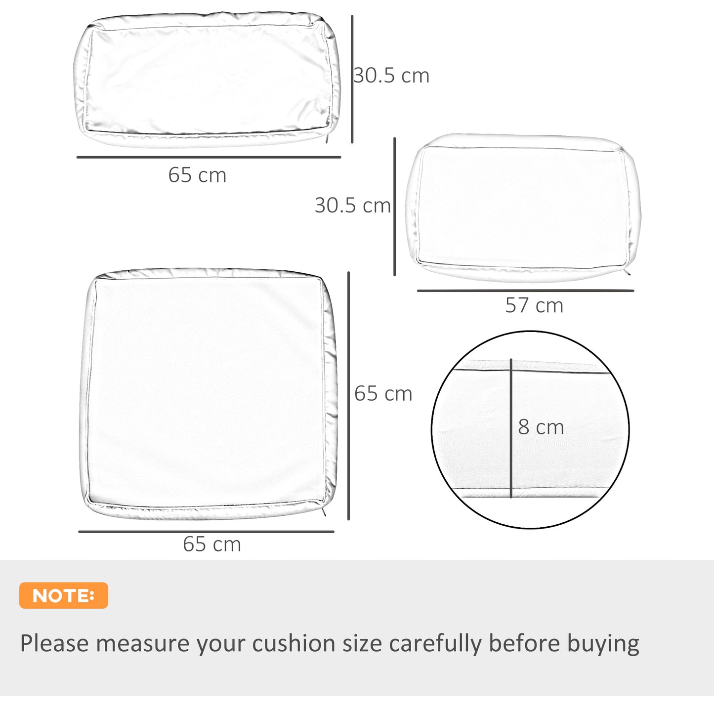 Outsunny Garden Rattan Sofa Cushion Polyester Cover Replacement Outdoor- No Cushion Included, Beige