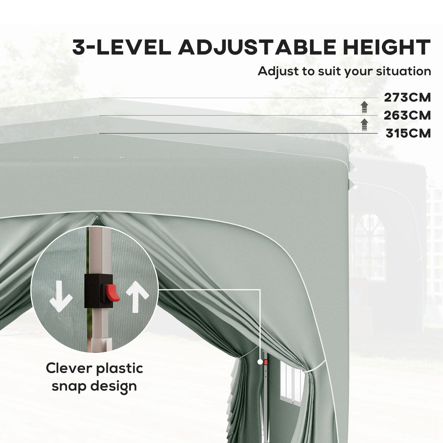 Outsunny 3 x 3m Pop-Up Gazebo Shelter, with Accessories - Light Grey