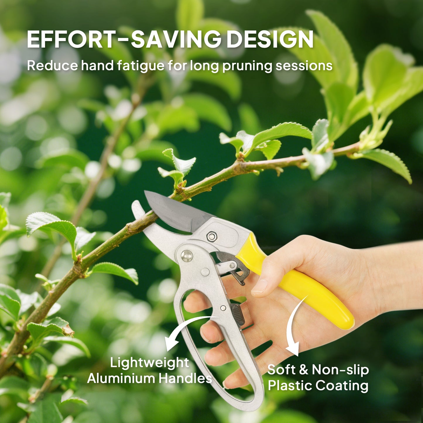Outsunny Garden Secateurs, Heavy Duty Pruning Shears with SK5 Blade, Bypass Pruners, Safety Lock, Non-Slip Handles, Ergonomic, Green