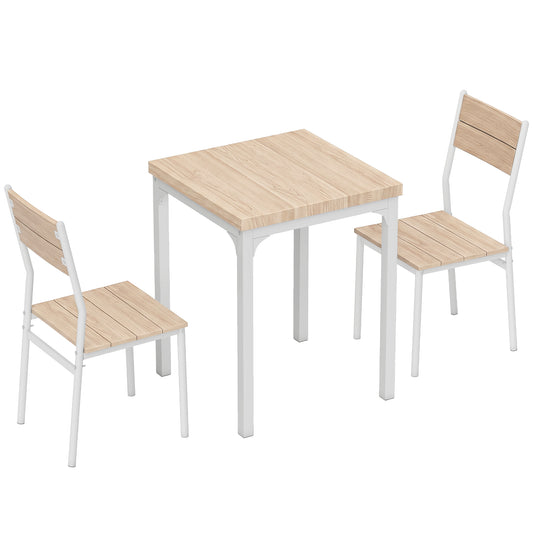 HOMCOM Three-Piece Minimal and Compact Dining Set, Oak Wood Effect
